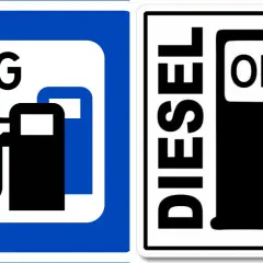 Dwa znaki: jeden z napisem LPG i symbolem dystrybutora gazu, drugi z napisem DIESEL ON i symbolem dystrybutora paliwa. Czy do diesla można założyć gaz?