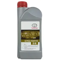 Płyn do automatycznych skrzyń biegów Toyota ATF DIII, 1 litr. Zapewnia płynną pracę skrzyni biegów i układu wspomagania kierownicy.