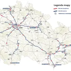 Mapa Czech z zaznaczonymi odcinkami płatnymi i bezpłatnymi autostrad. Gdzie kupić e-winiety Czechy? Sprawdź legendę mapy.