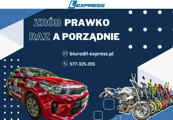 Chcesz wiedzieć, ile kosztuje prawo jazdy AM? Zobacz ofertę L-Express. Szkolimy na samochody i motocykle.