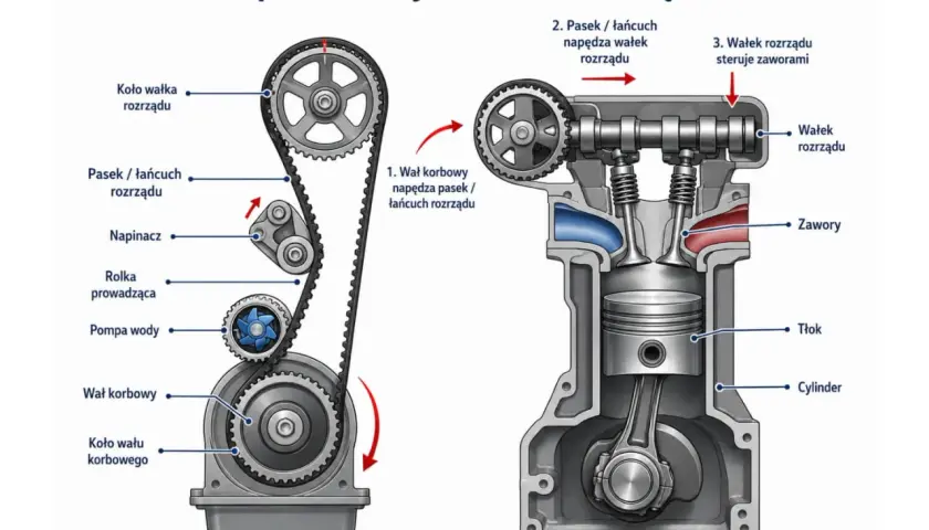 Schemat rozrządu silnika. Wymiana paska rozrządu w Ford Fusion 1.4 benzyna co ile? Sprawdź interwały wymiany.