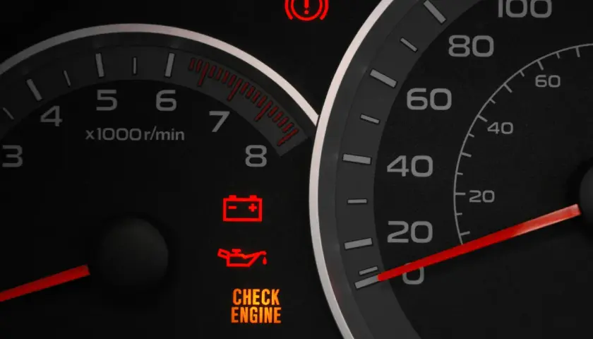 Kontrolka "Check Engine" świeci się, sugerując problem z silnikiem. Warto sprawdzić, jak sprawdzić czy silnik jest spalony, zanim dojdzie do poważniejszej awarii.