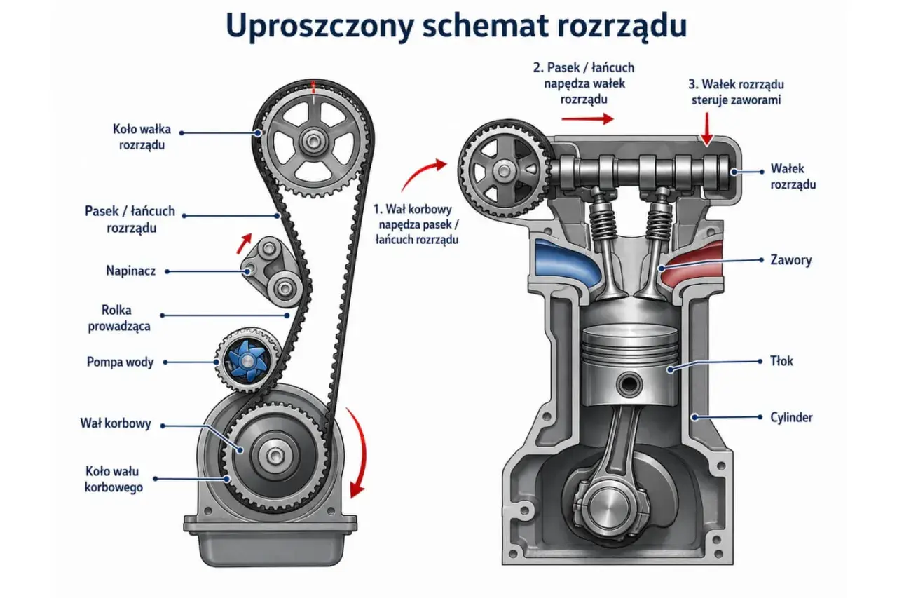 Schemat rozrządu silnika. Wymiana paska rozrządu w Ford Fusion 1.4 benzyna co ile? Sprawdź interwały wymiany.
