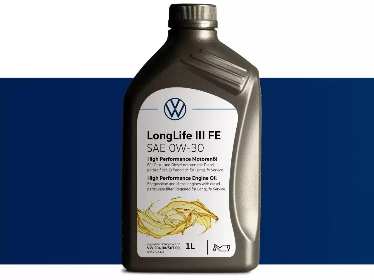 Oryginalny olej VW LongLife III FE 0W-30. Producentem jest Volkswagen, zapewniający wysoką wydajność dla silników benzynowych i diesla.