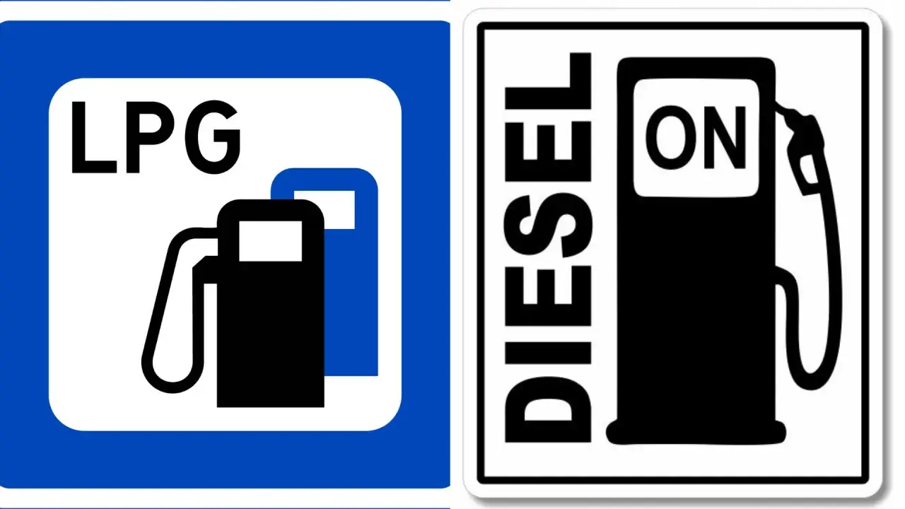 Dwa znaki: jeden z napisem LPG i symbolem dystrybutora gazu, drugi z napisem DIESEL ON i symbolem dystrybutora paliwa. Czy do diesla można założyć gaz?