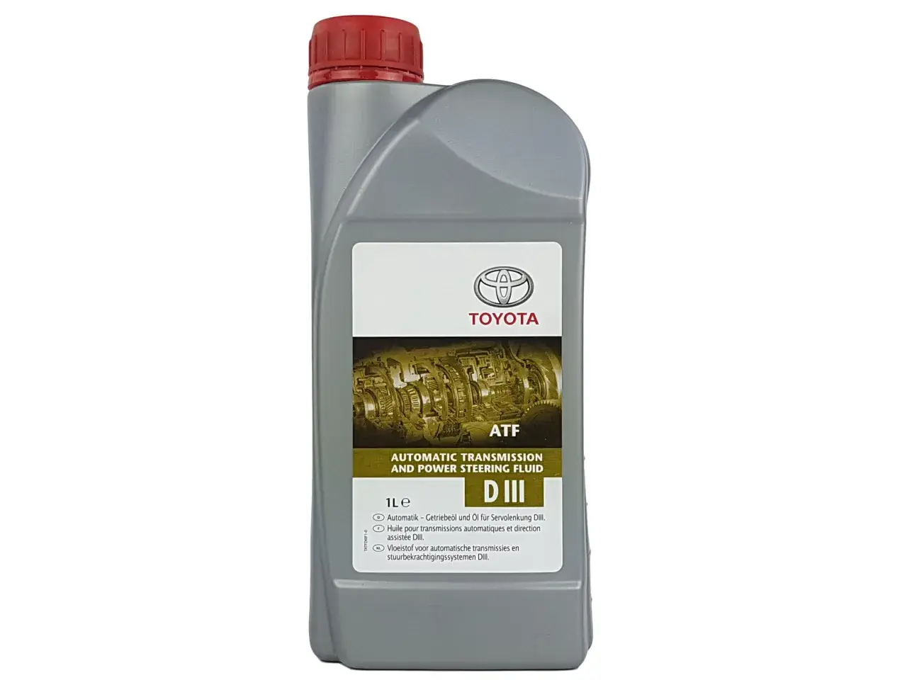 Płyn do automatycznych skrzyń biegów Toyota ATF DIII, 1 litr. Zapewnia płynną pracę skrzyni biegów i układu wspomagania kierownicy.