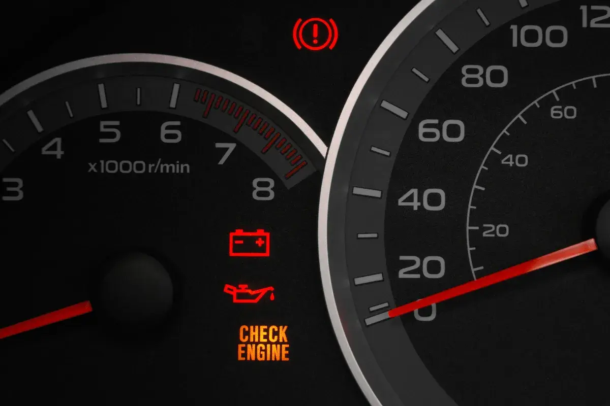 Kontrolka "Check Engine" świeci się, sugerując problem z silnikiem. Warto sprawdzić, jak sprawdzić czy silnik jest spalony, zanim dojdzie do poważniejszej awarii.